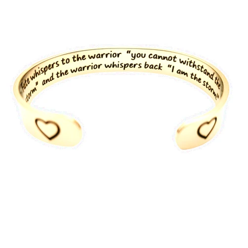 NationInFashion Inspirational Bracelets for Women Hidden Message Mantra Cuff. Warrior Bangle Stainless Steel Friend Encouragement Gift