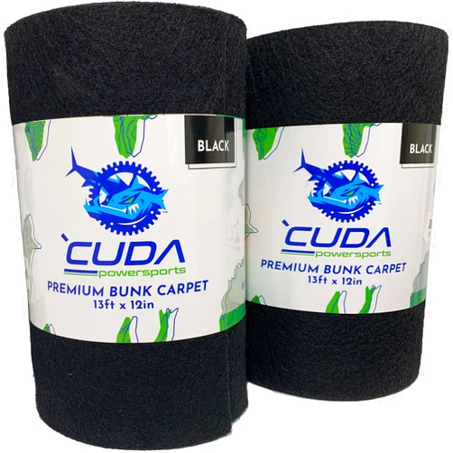 Cuda Powersports 2-Pack Cuda Boat Trailer Bunk Carpet 12 Inch Wide x 13ft-New Premium 30 Oz Roll- Cuda Boat Bunk Carpet Black Parts Accessories Black Lift Runners Covers Waterproof