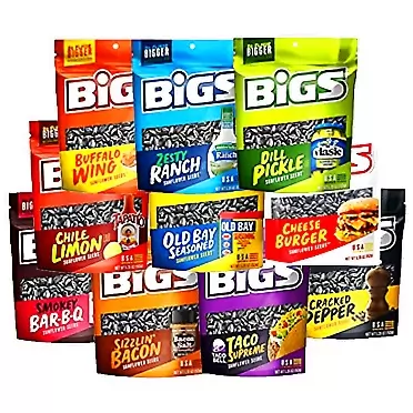 PartyMix Bigs Sunflower Seeds Variety Sampler – Buffalo Wing, Cheeseburger, Chile Limon, Dill Pickle, Ranch, Cracked Pepper, Old Bay Seasoned, Sizzlin’ Bacon, Bar-B-Q, and Taco Supreme