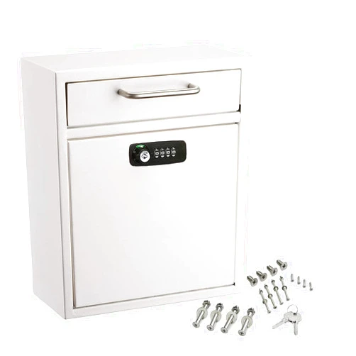 AdirOffice Ultimate Drop Box Wall-Mounted Mailbox - Hanging Secured Postbox - Durable Spacious Key or Combination Lock Box Perfect for After Hours Deposits Payments Key and Letter Drop