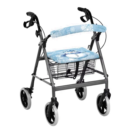 Uorisanigo Blue Snowman Rollator Seat Cover Christmas Decoration Rollator Walker Accessories Cover Soft Walkers for Seniors with Seat Covers Universal Cover