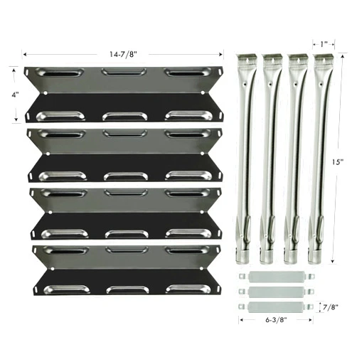 Permasteel PP-20401B-BH-AM 4 Grill Replacement Parts (Burners and Flame Tamers Included), Black