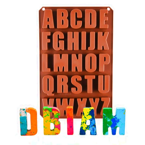 CAKETIME 26 Cavities Large Letter Molds Silicone Alphabet Mold for Crayon, Resin, Chocolate, Candy, Wax, Cake Baking Decor (1)