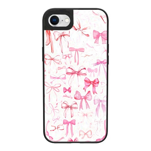 Ehreus for iPhone 7/8/SE(2020/2022) Phone Case, Cute Coquette Aesthetic Pink Bow Pattern Shock-Absorbent Protective Case for Women Girls