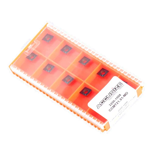 Accusize Industrial Tools Ccmt21.51-Md Cvd Coated Carbide Inserts, 10 Pcs/Box, Black and Yellow, 2200-1008