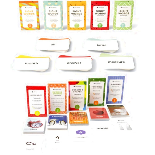 Think Tank Scholar 180 Preschool Flash Cards & 520 Sight Words Flash Cards Bundle - 10 Different Packs of Learning Cards.