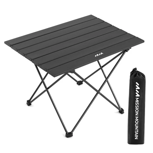 MISSION MOUNTAIN UltraPort Compact Camp Table, Outdoor Folding Table, Portable Camping Side Table, Ultralight Aluminum Beach Table, Small Camping Table with Carry Bag for Camping, Picnic