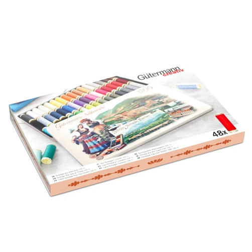 Gütermann creativ Nostalgic Box containing 48 spools of Sew-All Thread