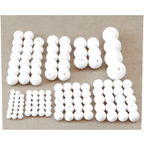 SPUNNYS Assortment of 120 Spun Cotton Balls ø 6 to 25 mm - 8 Sizes - Perfect for Crepe Paper Flowers and DIY Crafts - SPUNNYS