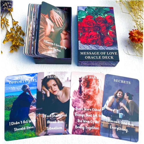 DPEHAKMK Message of Love Oracle Cards, Oracle Cards for Beginners, Including Love, Romance, Twin Flame, Soulmate Messages