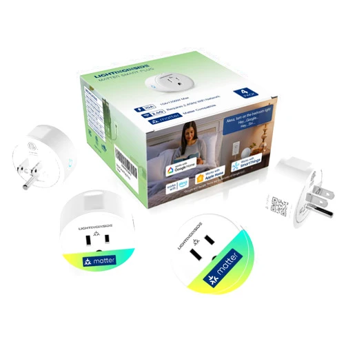 Lightinginside Matter Smart Plug, Compatible with Apple Home/Siri/Alexa/Google Home/SmartThings, Smart Outlet Socket, ETL Listed, APP Remote Control,Timer&Schedule, 2.4G WiFi Only, Hub Required, 4PCS