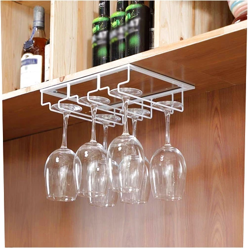 DSWSSH DSWJJ Wine Rack, Solid Bold Wrought Iron Material Hanging Cup Holder Red Wine Cup Holder Wine Cabinet Upside Down Rack Goblet, 3 Colors, 6 Sizes 0JJ01 (Color : White, Size : 30x22.5cm)
