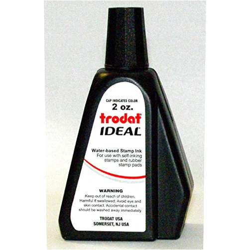 Trodat Ideal Self-inking Stamp Refill Ink, 2 Oz. Bottle (Black) Model: Office Supply Product Store