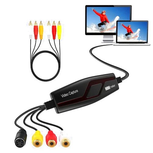 VIXLW VHS to Digital Converter,Video Capture Card Device,VHS VCR Hi8 Mini DV to Mac Digital Converter,RCA to USB Video Converter for PC TV Tape Player Camcorder,MAC Windows Vista Compatible