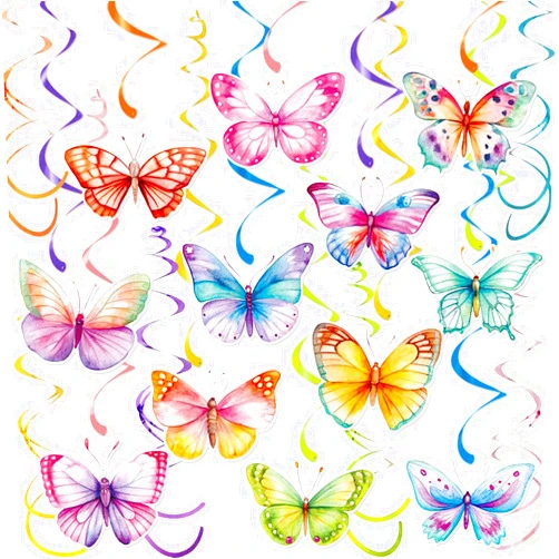 Licidecopai Spring Butterfly Hanging Swirl Decoration, 42 Pcs NO DIY Butterfly Swirls for Baby Showers Spring Birthday Party Decor Weddings Fairy Birthday Garden Tea Party Supplies