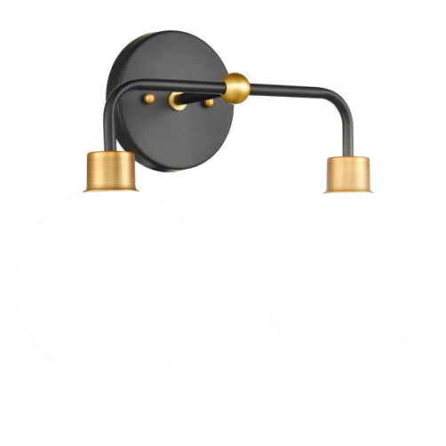 Linea di Liara Lukasa Modern Bathroom Vanity Lights Fixtures 2-Lights Over Mirror Lighting Matte Black and Gold Vanity Lights for Bathroom Light Fixtures Frosted Glass Covers, UL Listed