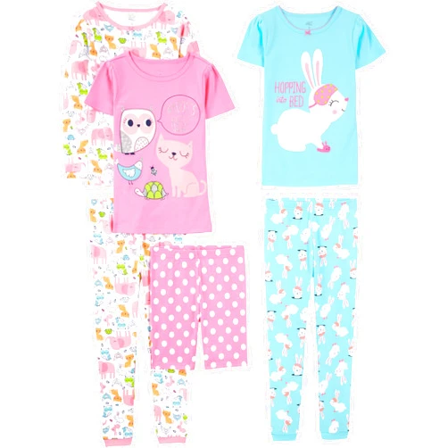 Simple Joys by Carter's girls 6-piece Snug Fit Cotton Pajama Set