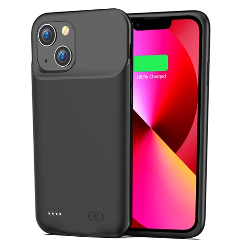 ZUEUS Battery Case for iPhone 13, 7000mAh Ultra-Thin Portable Protective Charging Case Rechargeable Extended Battery Pack Compatible with iPhone 13 (6.1 inch) External Charger Case (Black)
