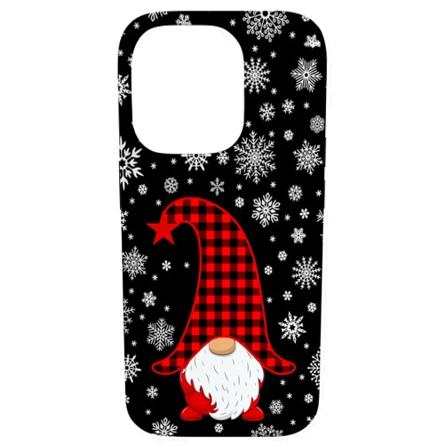 Gnome Xmas Decor Gifts for Matching Family Group Gnomes Buffalo Plaid Christmas Snowflakes Gifts Santa Gnome Case for iPhone 14 Pro