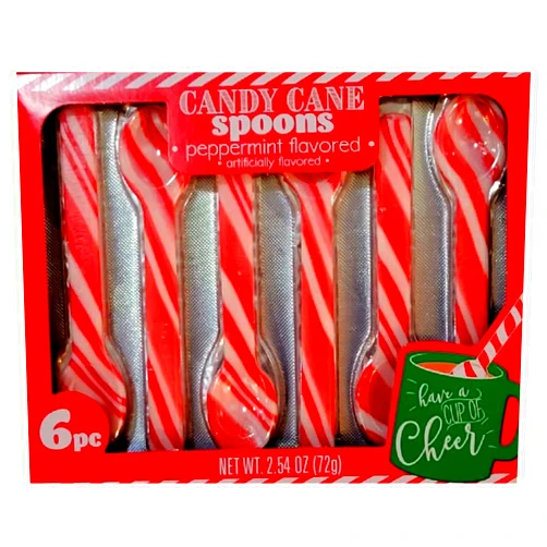 Generic Candy Cane Spoons Peppermint Flavored Individually Wrapped Edible Spoon Party Favor Treats Stocking Stuffer Gifts Snacks for Hot Chocolate Coffee Christmas Thanksgiving Holiday, 6ct - Pack of 1