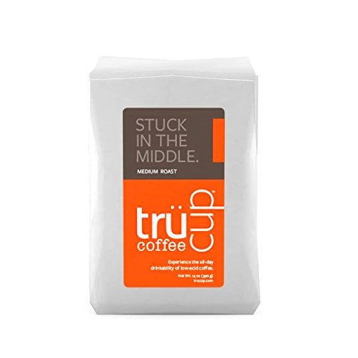 TRUCUP trücup Low Acid Coffee- Stuck in the Middle Medium Roast- French Press-Coarse Ground, 2 lb- Smooth, Mellow Coffee - Can Be Gentle on the Stomach