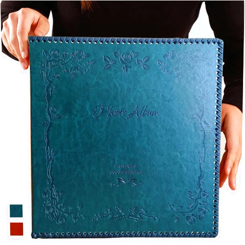 TOTOCAN Photo Album Self Adhesive Pages, 80 Pages Huge Magnetic Self-Stick Picture Album with Leather Vintage Inspired Cover, DIY Albums Holds 3X5, 4X6, 5X7, 6X8, 8X10, 10X12 Photos (Darkgreen)