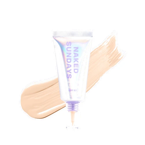 Naked Sundays BeautyScreen™ SPF 50 Peptide Foundation Tint – Tinted Sunscreen & Skincare Makeup with Zinc Oxide, Niacinamide – Lightweight Natural Coverage, 2 Fair Sand, 1.01 oz