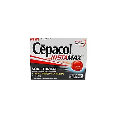 Cepacol InstaMax Sore Throat, Arctic Cherry, 16 Lozenges Each (Pack of 8)
