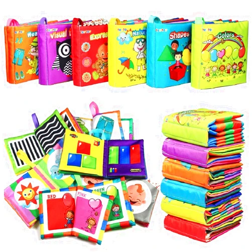 teytoy My First Soft Book, 6 PCS Nontoxic Fabric Baby Cloth Books Early Education Toys Activity Crinkle Cloth Book for Toddler, Infants and Kids Perfect for Baby Shower (New Version)
