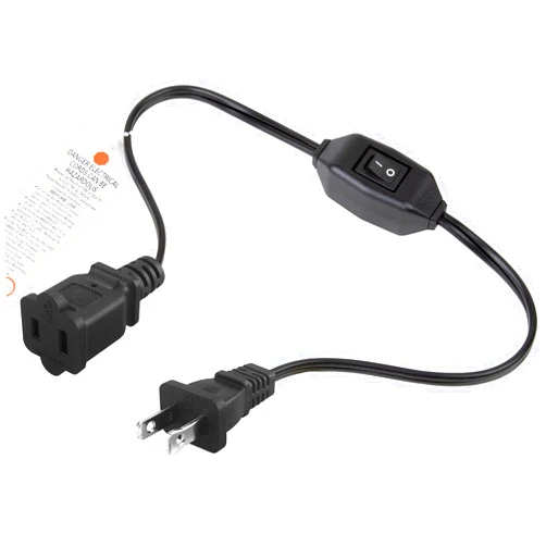 Plugrand On Off Switch Extension Cord [2-Feet], 2-Prong/2 Outlet Polarized Extension Cord with Switch 12A 125V/6A 250V for Your Chargers/Lamp/Power Adapters etc, 16AWG Cord
