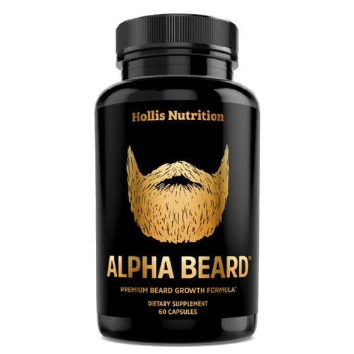Hollis Nutrition ALPHA BEARD Growth Vitamins | Biotin 10K MCG, Collagen, Keratin, OptiMSM®, goMCT®, BioPerine® | Beard and Hair Growth Supplement for Men | Regrow Stronger, Thicker, Healthier Facial Hair