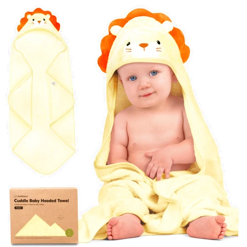 KeaBabies Hooded Baby Towel for Newborn - Viscose Derived from Bamboo Large Baby Bath Towels with Hood for Boys, Girls, Toddler, Extra Absorbent & Soft Newborn Bath Essentials (Lion)