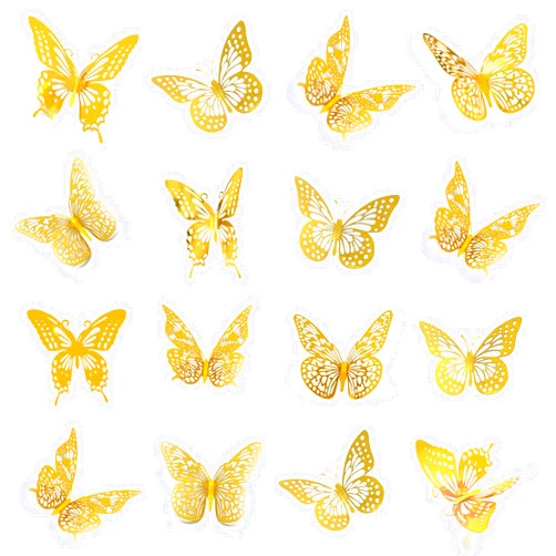 Meikeer 3D Butterfly Wall Decor 48 Pcs 4 Styles 3 Sizes, for Birthday Decorations Party Decorations, Removable Wall Stickers Interior Decorations Kids Nursery Classroom Wedding Decor (Gold)