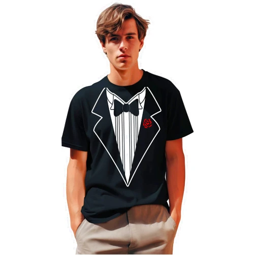 NYC FACTORY Men's Funny Tuxedo T-Shirt Black