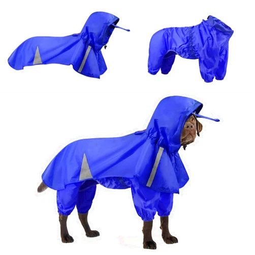 BAMY 2 Pcs Large Dog Raincoat Hooded Split Dogs Poncho and Hoodie Waterproof Pet Rain Wear Light Breathable Suit Adjustable Pet Outfit for Medium Large Dogs (4XL (Chest Circumference 23.6in), Blue)