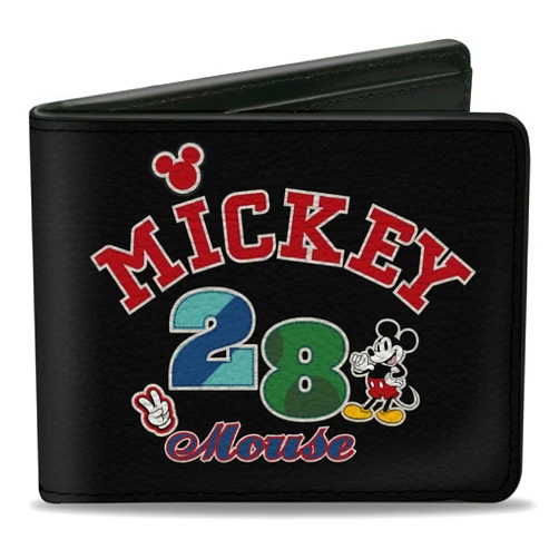 Buckle-Down Wallet Bifold PU Mickey Mouse 28 Pose and Icons Black