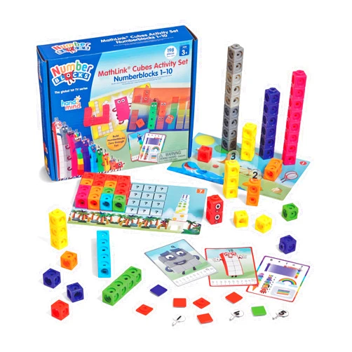 hand2mind MathLink Cubes Numberblocks 1-10 Activity Set, 30 Preschool Learning Activities, Counting Blocks, Linking Cubes, Educational Toys for Kids, Number Games, Math Manipulatives Kindergarten