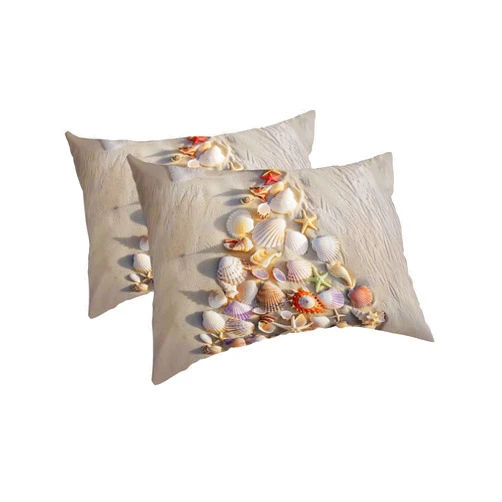 BOBOWUNY Coastal Christmas Tree Pillow Covers Standard Size 2 Pack, Soft Bed Throw Pillowcases Breathable Cooling Long Lumbar Body Pillow Sham Cover for Bed Sofa 20 x 26 mas Beach Nautical Seaside