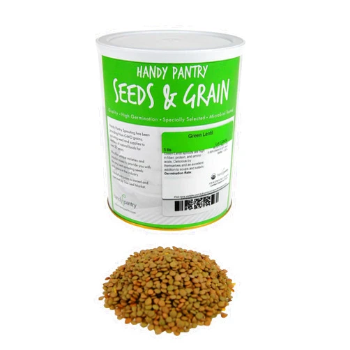 Handy Pantry Organic Dried Green Lentil Sprouting Seed: 5 Lb - Dry Lentils for Planting Garden Seeds, Soup, Cooking or Sprout Salad, Sprouts