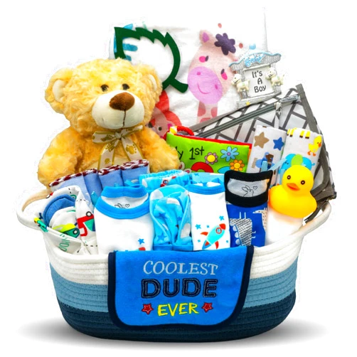 Nikki's Gift Baskets Bundle of Joy Deluxe New Baby Boy Gift Set | Baby Essentials for Expecting Moms & Parents | 25-Piece Newborn Gift Basket Hamper Layette Set for Gender Reveal | Blue - Nikki's Gift Baskets