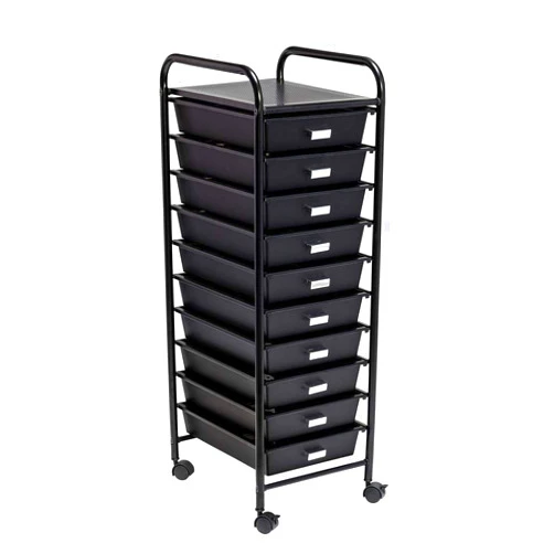 Honey-Can-Do Honey Can Do 10-Drawer Metal Rolling Storage Cart, Black CRT-08654 Black