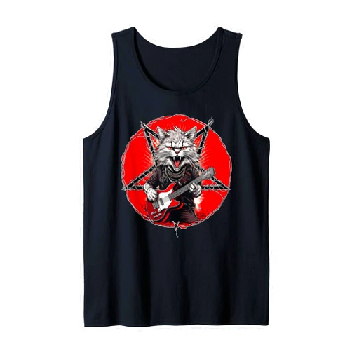 Heavy Metals Cats and Death Met Music Rock Guitar Heavy Metals Cats and Death Met Music Metalhead Rock Guitar Tank Top