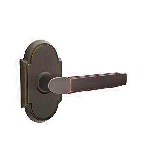 Emtek Passage Set, Style 8 Rosette, Milano Lever, (Left Hand, Oil Rubbed Bronze)