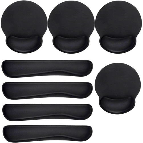 Yunsailing 8 Pcs Ergonomic Mouse Pad and Keyboard with Wrist Support Set Soft Smooth Gel Wrist Rest Comfortable Memory Foam Keyboard Wrist Pad for Easy Typing Gaming Computer Laptop Office Home (Black)