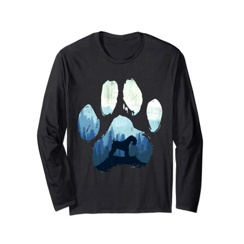 Pets Kerry Blue Terrier Paw Kerry Blue Terrier Dog Paw Mom Dad Mountains Long Sleeve T-Shirt