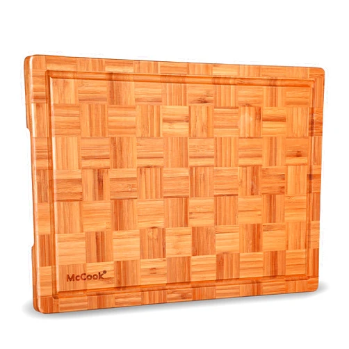 McCook Cutting Board, McCook® MCW12 Bamboo Cutting Board, Wood Cutting Board for Meat, Cheese and Vegetables w Juice Groove, End Grain Cutting Board, Cheese Charcuterie Board Serving Tray(L, 17”*12”*1”)