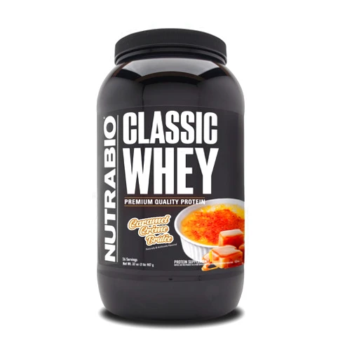 NutraBio Classic Whey Protein Powder- 25G of Protein Per Scoop - No Fillers, Artificial Colors, Preservatives - Caramel Creme Brulee, 2 Pounds