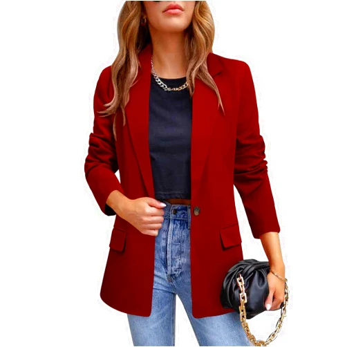 CRAZY GRID Womens Casual Blazer Jacket Long Sleeve Open Front Work Office Blazer Lapel Button Jacket