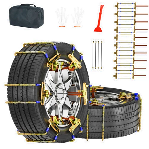 LILYPELLE Upgraded Snow Chains 10 Pack, Tire Chains for Passenger Cars, Pickups, and SUVs, Universal Adjustable Emergency Portable Snow Tire Chains for Tire Width 215-285mm