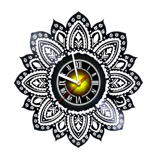 Toffy Workshop Wall Clock Compatible with Yoga - Flower - Vinyl Clock Record Art Handmade Decor Unique Decorative Vinyl Clock